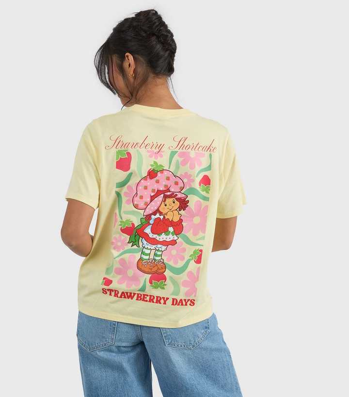 Custard Yellow Strawberry Shortcake Print T-Shirt