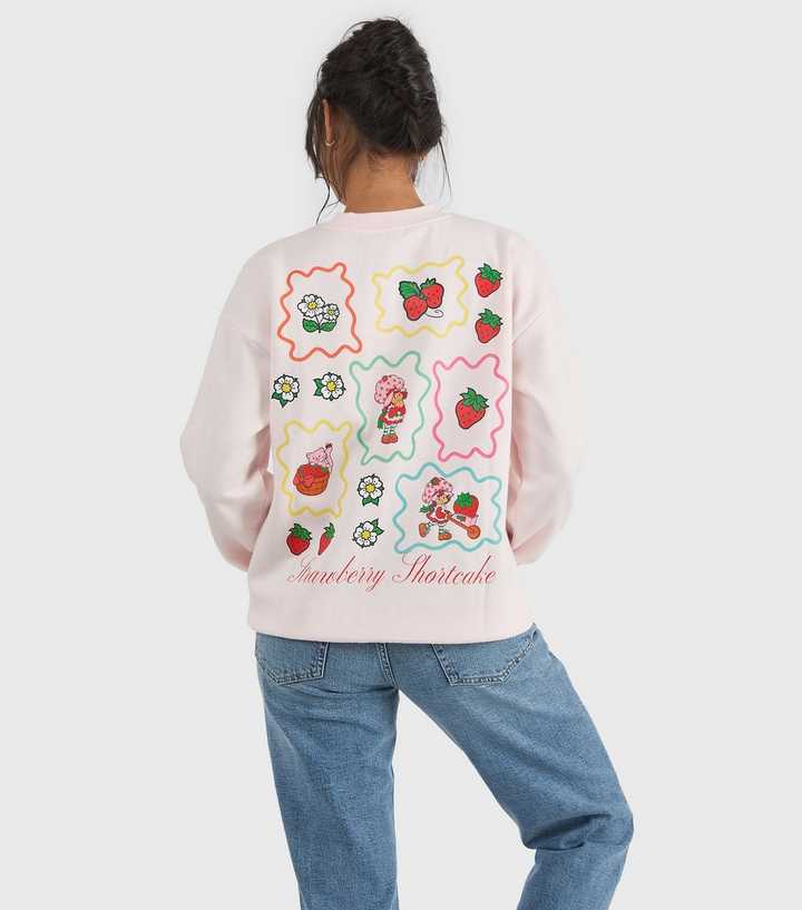 Custard Light Pink Strawberry Shortcake Print Sweatshirt
