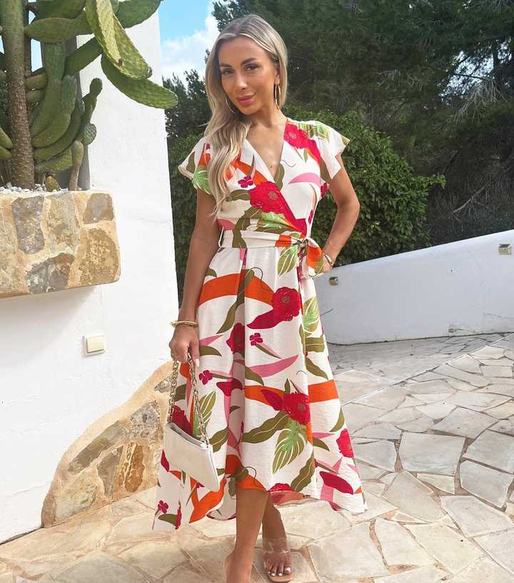 AX Paris Multicolour Wrap Top Belted Midi Dress