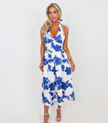 AX Paris Blue Tie Halter Neck Midi Dress