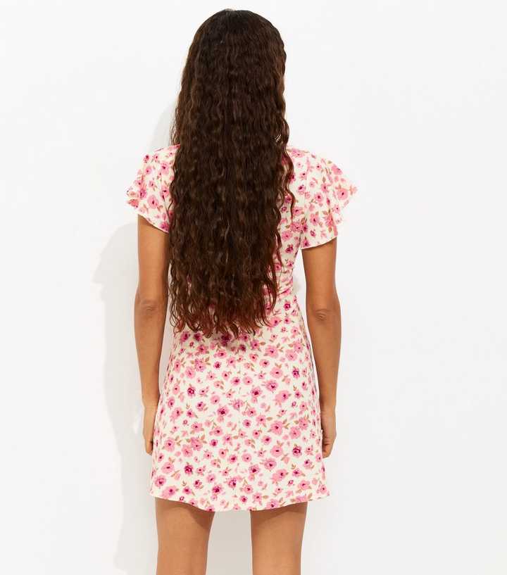 strapless open back dress Petite Peplum Floral Embroidered Lace Bodycon Dress in Pink