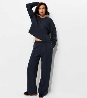 Premium Navy Wide Leg Joggers