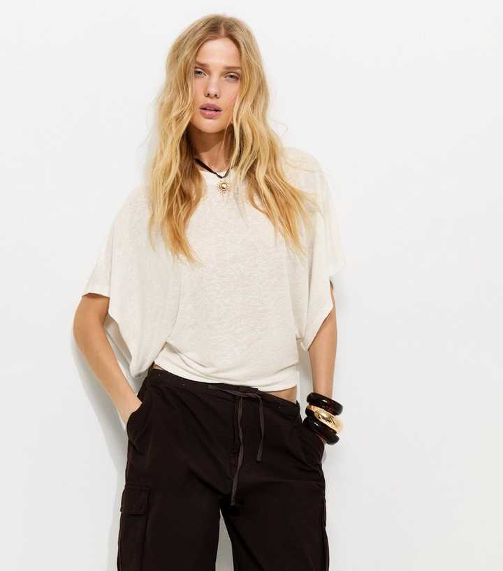 White Batwing Sleeve Top