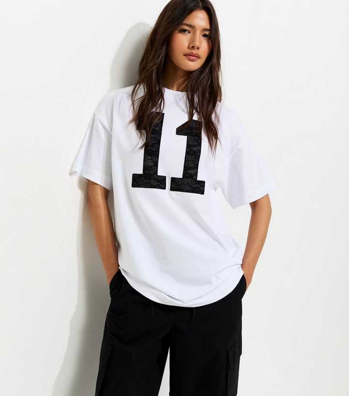 White Lace 11 Trim Football Tee