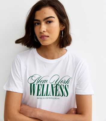 White New York Wellness Print Relaxed T-Shirt
