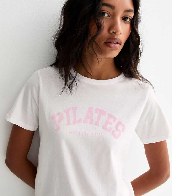 White Cotton Pilates Logo T-Shirt
