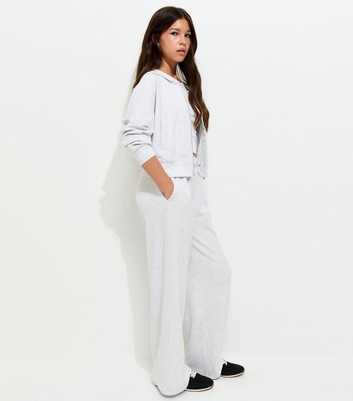 Girls Grey Soft Touch Wide Leg Joggers