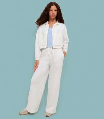 Girls Off White Soft Touch Wide Leg Joggers