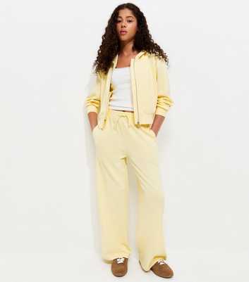 Girls Light Yellow Soft Touch Wide Leg Joggers
