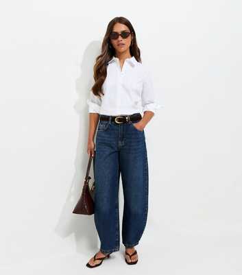 Petite Cotton Rich White Slim Fit Collared Shirt