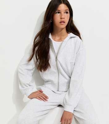 Girls Grey Soft Touch Zipped Hoody