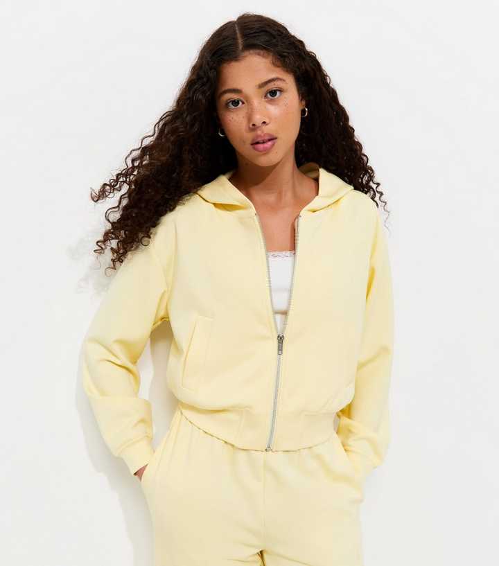 Girls Light Yellow Soft Touch Zipped Hoody