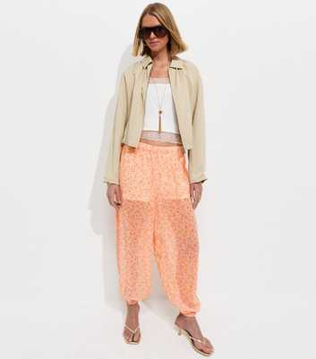 Pink Ditsy Chiffon Cuffed Trousers