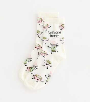 Cream Cotton Rich Too Matcha Energy Ankle Socks