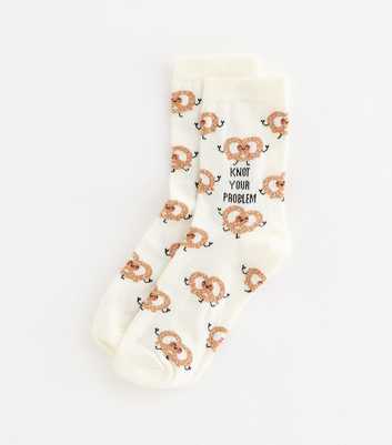 Cream Cotton Rich Knot Your Problem Pretzel Ankle Socks