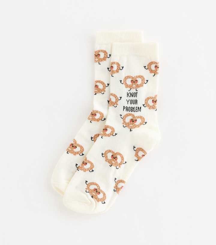 Cream Cotton Rich Knot Your Problem Pretzel Ankle Socks