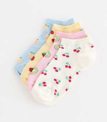 Pack of 4 Multicolour Cotton Rich Fruit Pattern Trainer Socks