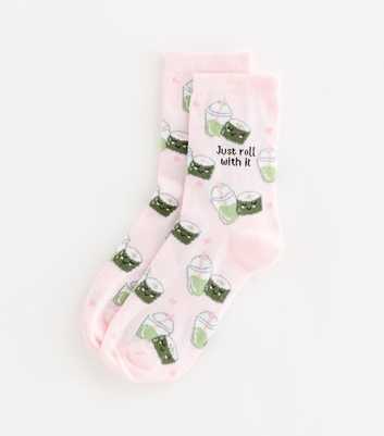 Pink Cotton Rich Just Roll With It Sushi Socks