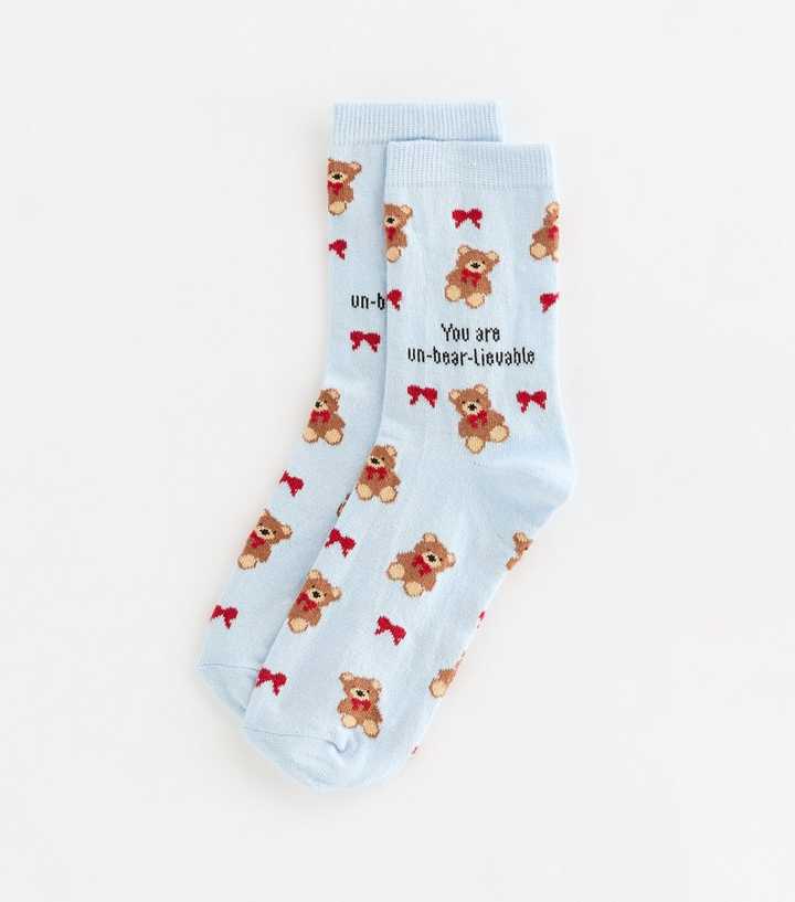 Blue Cotton Rich Un-Bear-Liveable Socks