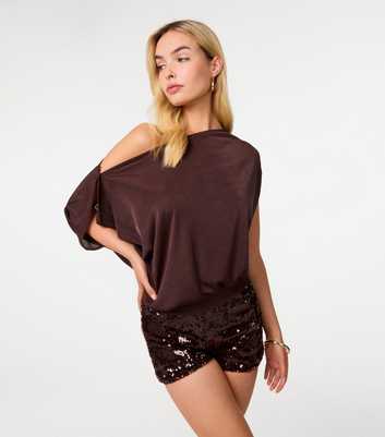 Pink Vanilla Dark Brown Off Shoulder Top