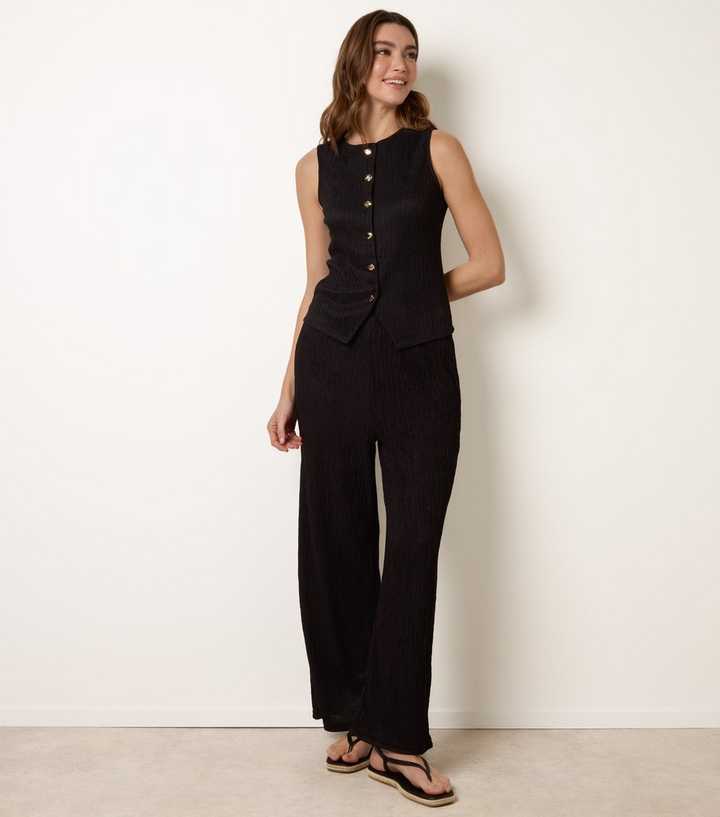 Blue Vanilla Black Textured Trousers