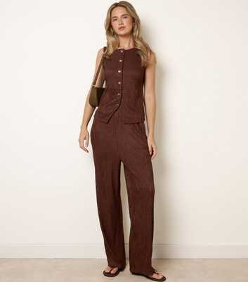 Blue Vanilla Dark Brown Textured Trousers