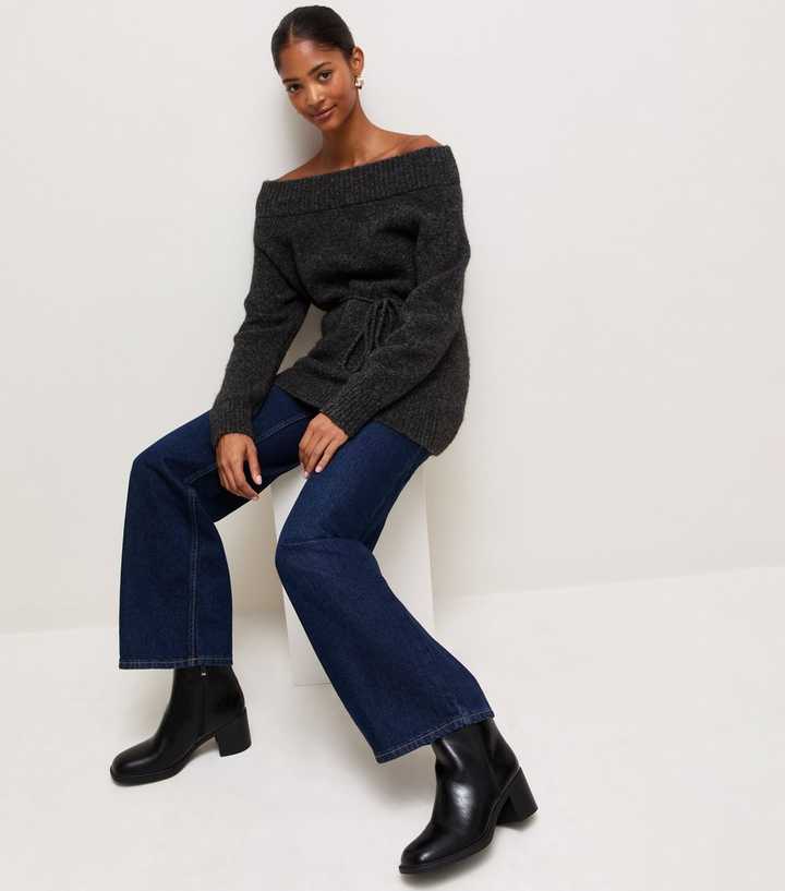 Black Faux Leather Block Heel Square Toe Ankle Boots