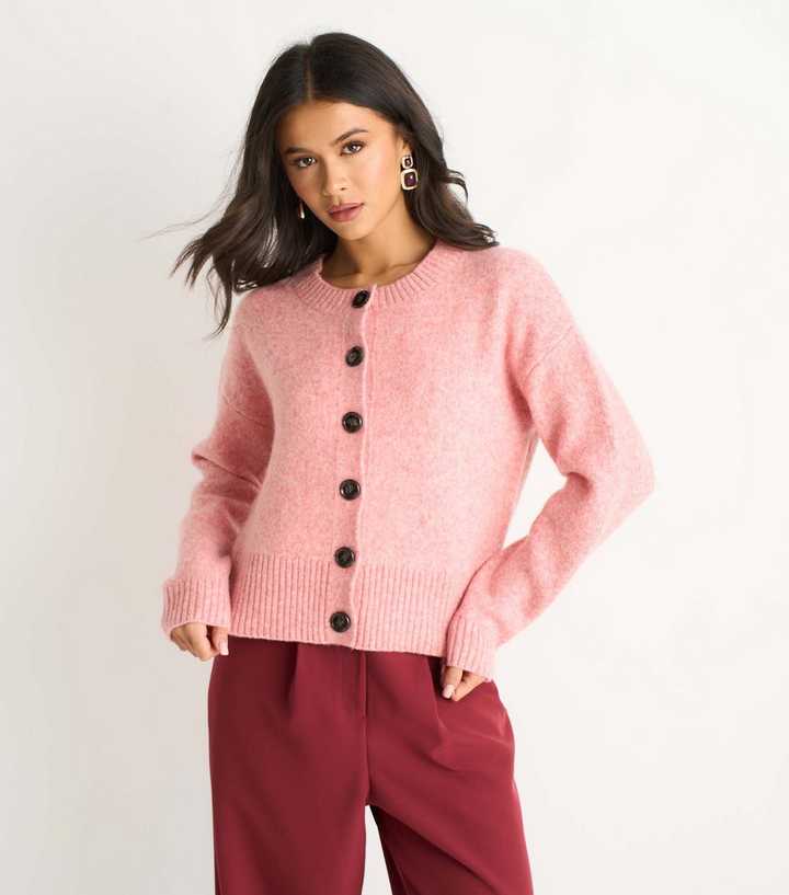 Gini London Light Pink Long Sleeve Cardigan