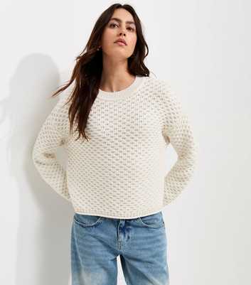 Off White Chunky Knit Crew Neck Jumper