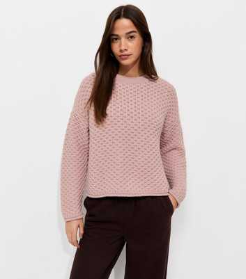 Light Pink Chunky Knit Crew Neck Jumper