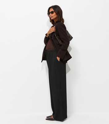 Maternity Black Crinkle Jersey Wide Leg Trousers