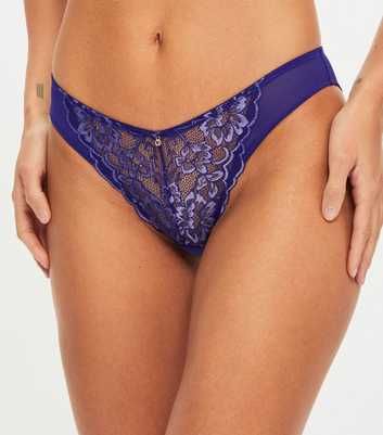 Ann Summers Dark Purple Sexy Lace Brazilian Briefs