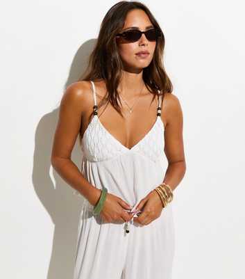 White Crochet Cup Beach Top