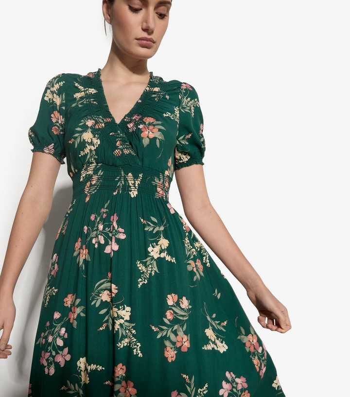 apricot green floral dress Arabella Tulle Maxi — Dark Green Floral main image 0