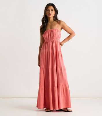 Gini London Coral Tiered Maxi Dress