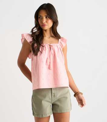 Gini London Light Pink Ruffle Trim Cami Embroidery Top