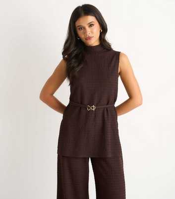 Gini London Dark Brown Funnel Neck Tabard Top