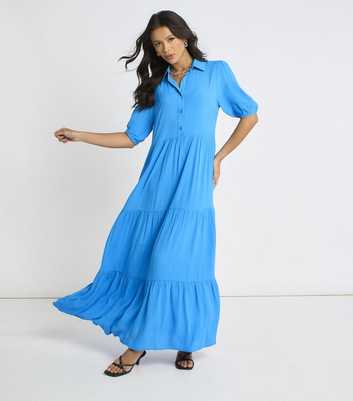 Gini London Bright Blue Button Through Skater Maxi Dress