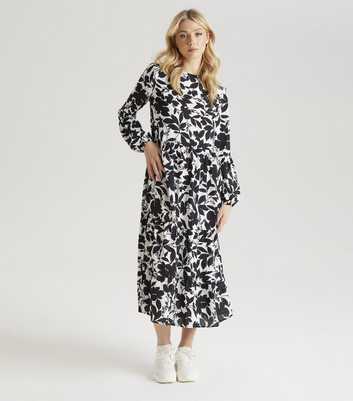 Urban Bliss White Floral Stencil Print Smock Dress