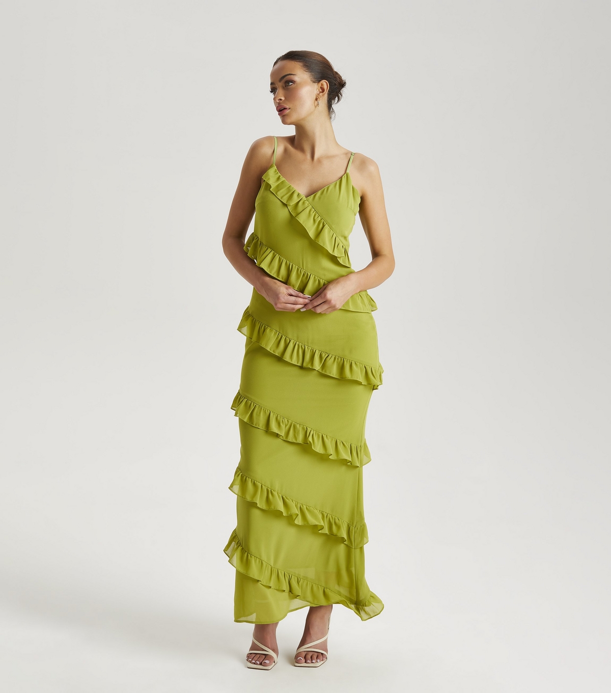 Urban Bliss Women's Light Green Green Ruffle Tiered Maxi Dress New Look