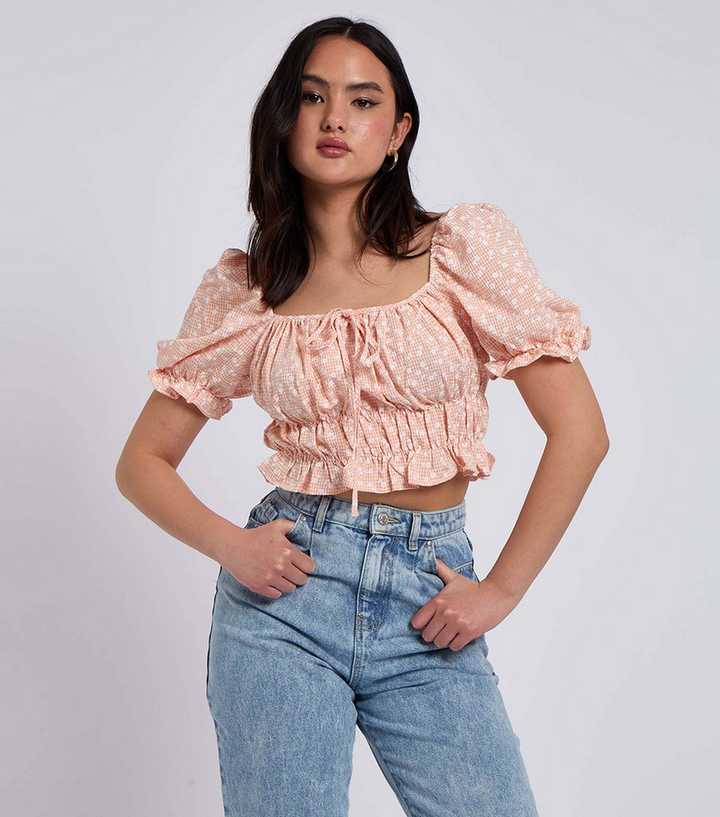 Urban Bliss Pink Gingham Floral Print Top