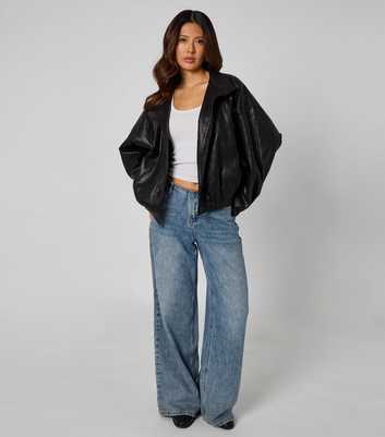 Urban Bliss Black Faux Leather Oversized Jacket