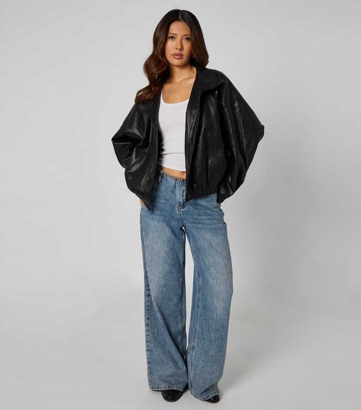 Urban Bliss Black Faux Leather Oversized Jacket