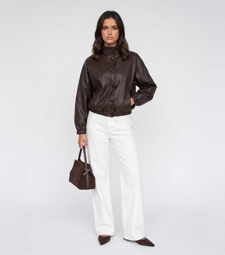 Urban Bliss Brown Faux Leather Oversized Jacket