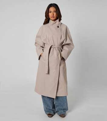 Urban Bliss Stone High Neck Belted Trench Coat