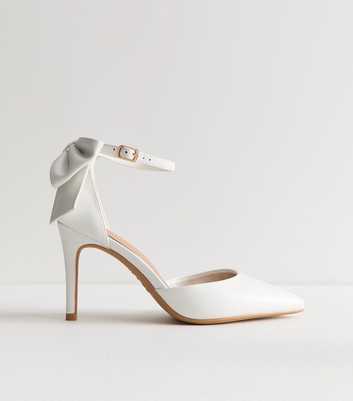 Wide Fit White Flower Ankle Strap Court Shoes
