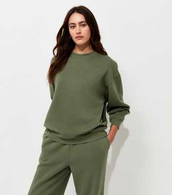 Dark Khaki Cotton Rich Relaxed Sweatshirt
