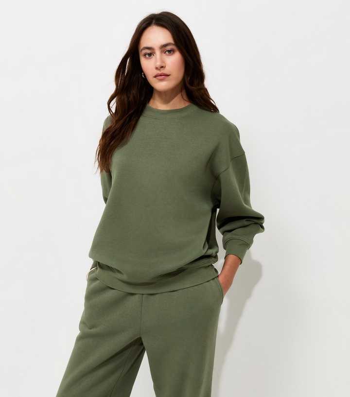 Dark Khaki Cotton Rich Relaxed Sweatshirt