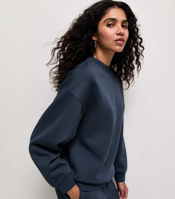 Navy Cotton Rich Relaxed Sweatshirt