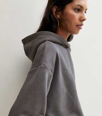 Dark Grey Cotton Rich Long Sleeve Hoodie